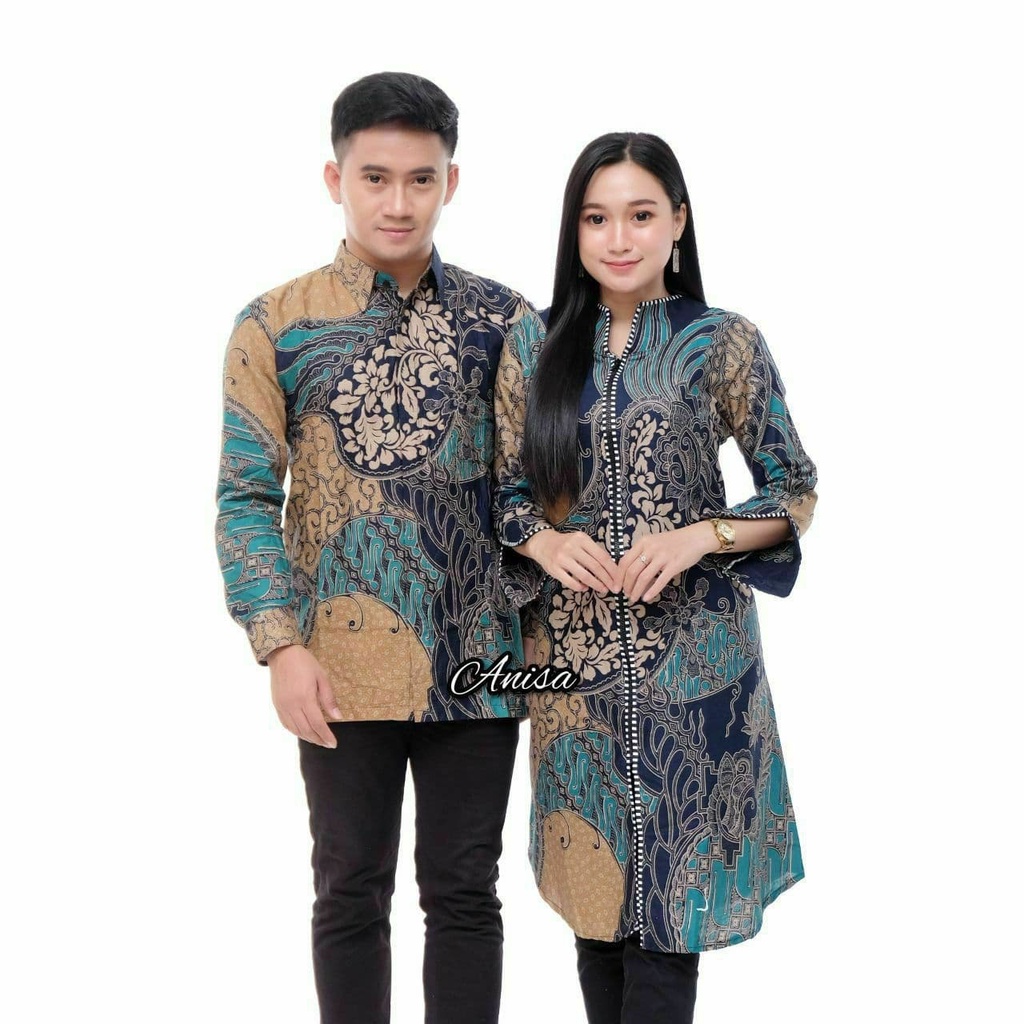 Batik Sarimbit Motif Cap Toska - BATIK COUPLE KELUARGA Batik Saimbitan Kemeja Ayah Gamis Ibu Gamis Anak