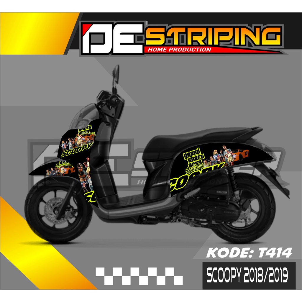 Striping Stiker Motor Scoopy 2018-2019 Motif Balab Semifull Keren T414