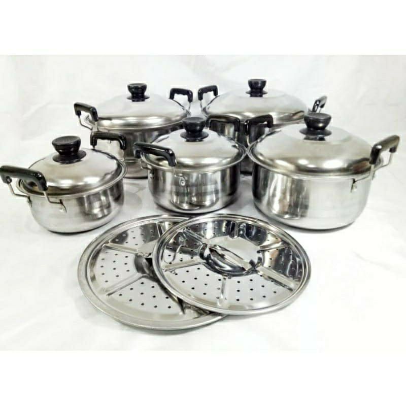 Panci Set Steamer Subron 12pcs Stainless Steel Murah