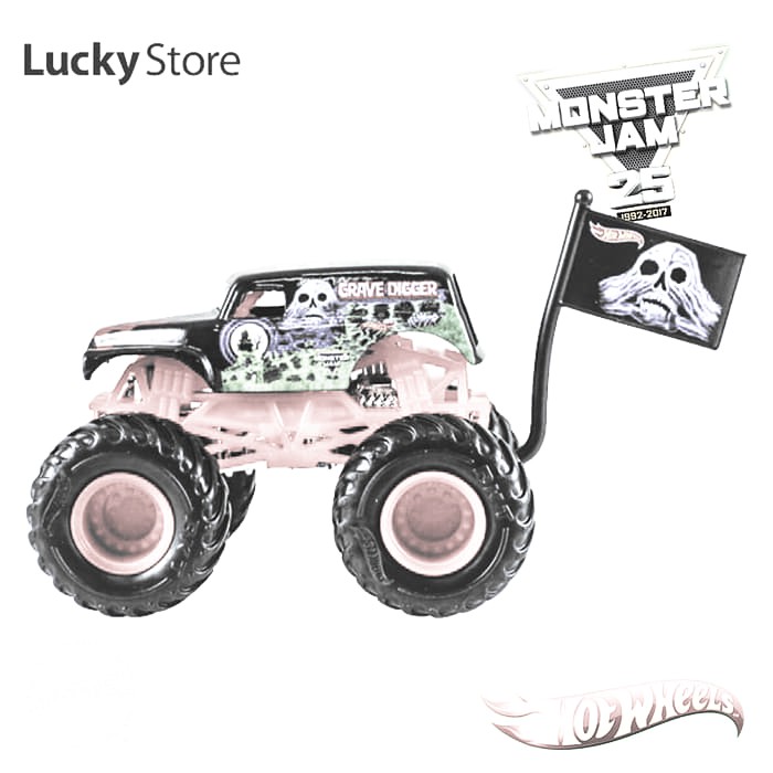 GARANSI BERKUALITAS  Hot Wheels Monster Jam Grave Digger Truck Orange - Flag Series 2017