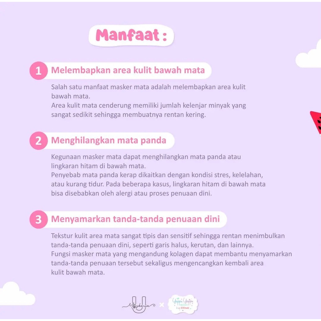 READY! LIP MASK / EYE MASK YEPPU-YEPPU BY KIYOWO X UMASKERIN BPOM WATERMELON COLLAGEN LIPMASK EYEMASK MASKER BIBIR MASKER MATA MURAH BPOM TREATMETN MATA PANDA PELEMBAB BIBIR