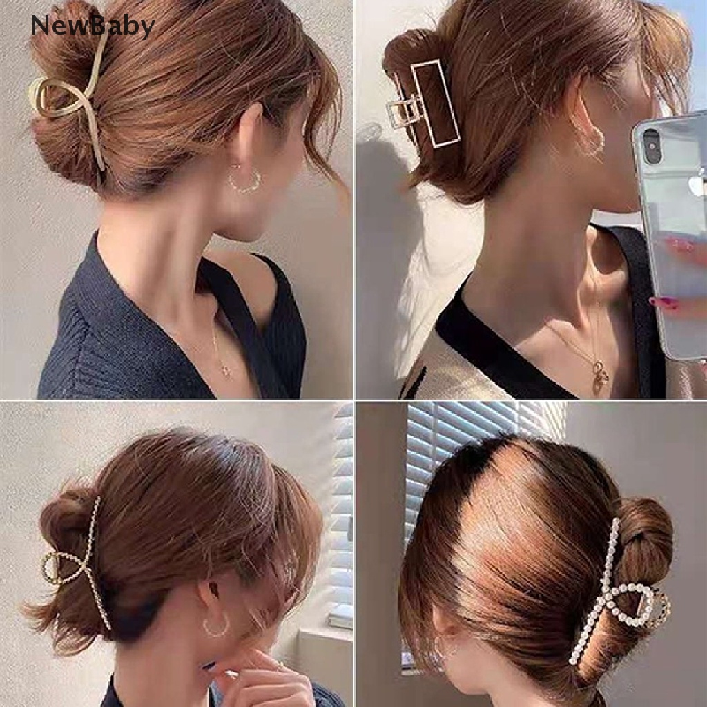 NewBaby Metal Pearl Hairpin Elegant Hair Accessories Women Hair Claws Clips Ladies ID