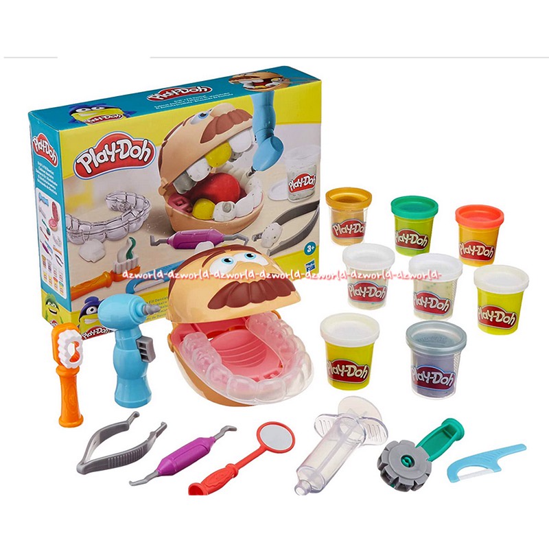 Play-Doh Drill N Fill Dentist Teeth Playdoh Mainan Lilin Dokter Gigi Cetakan Gigi Alat Periksa Doh