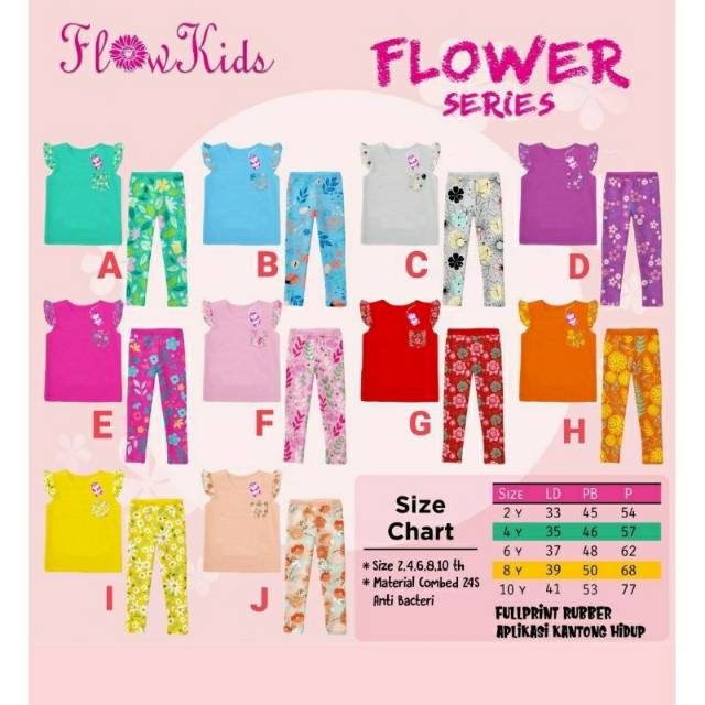 (COD) SETELAN ANAK PEREMPUAN BY FLOWKIDS FLOWER SERIES SISE 2-10T