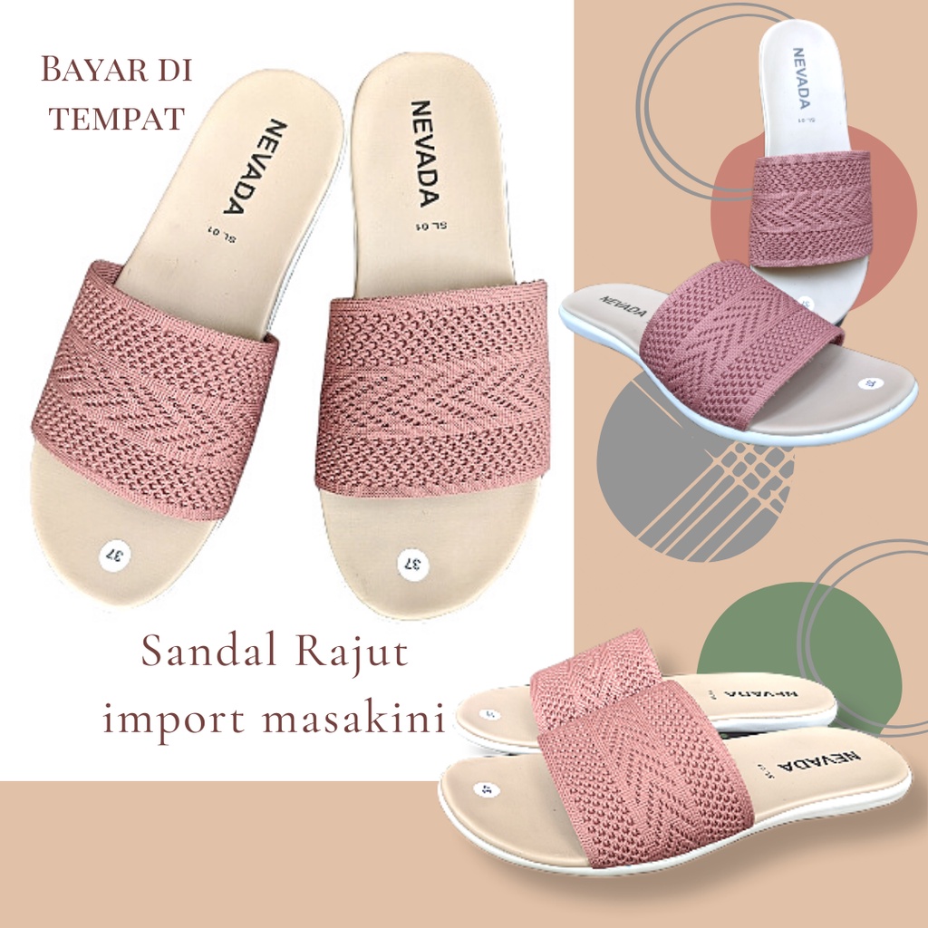 Sandal Selop Rajut Import Termurah - Sandal Wanita Flat Nevada SL-01