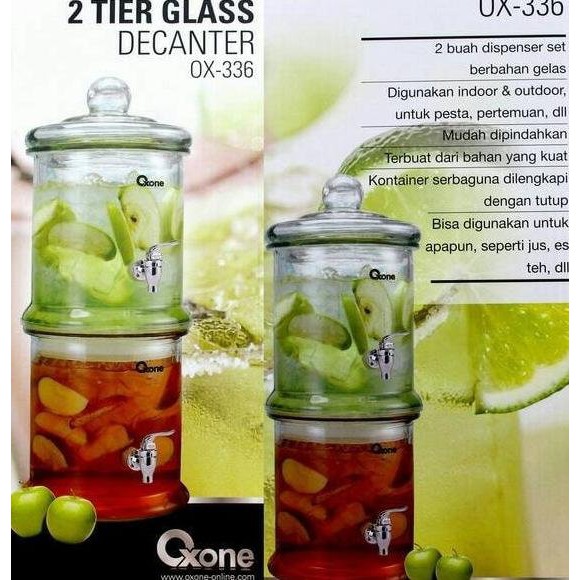 Oxone OX-336 2 Tiers Glass Decanter Dispenser Minuman Kaca 2 Susun