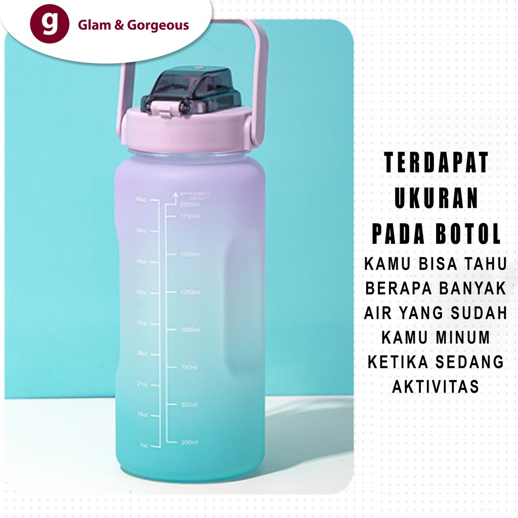 Botol Minum Motivasi dengan Penanda Waktu Kapasitas Besar - BP001