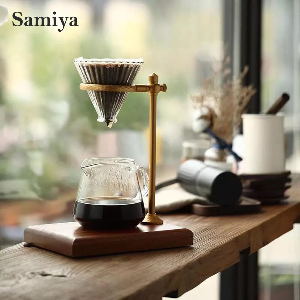 pour over coffee driiper stand V60 holder / bracket tiang kopi cooper with premium wood walnut