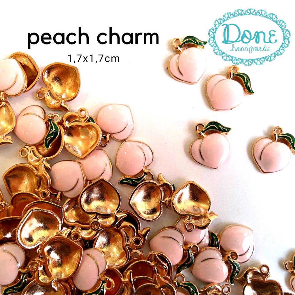 Enamel charm peach fruit charm aksesoris buah persik lucky fruit