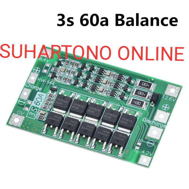 3S 60A BMS Board 12.6V 18650 Li-Ion Lithium Battery Protection Board