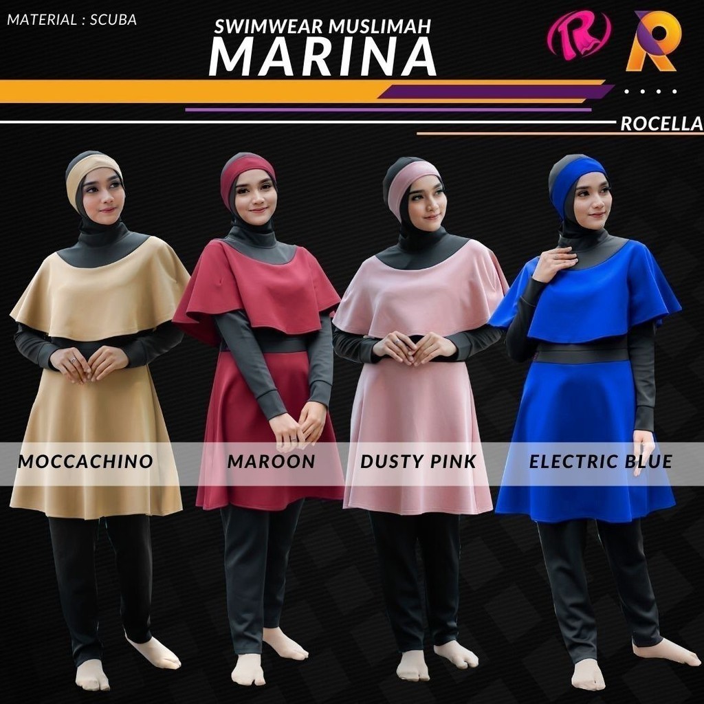 (TERBARU) Baju Renang Muslimah - Swimwear Muslimah - Pakaian Renang Muslimah - Swimwear Marina Greysia