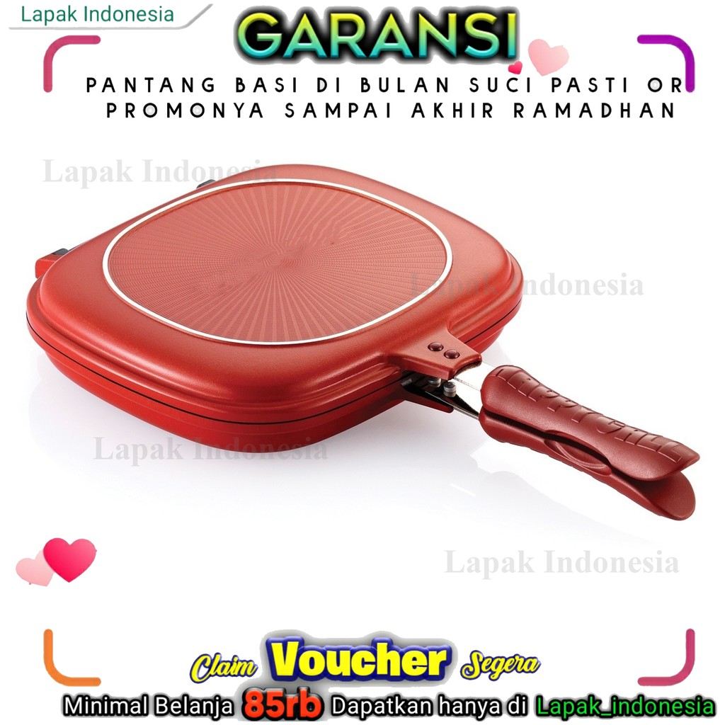 Double Pan Panggang Bolak Balik Teflon Serbaguna 32 Cm Anti Lengket