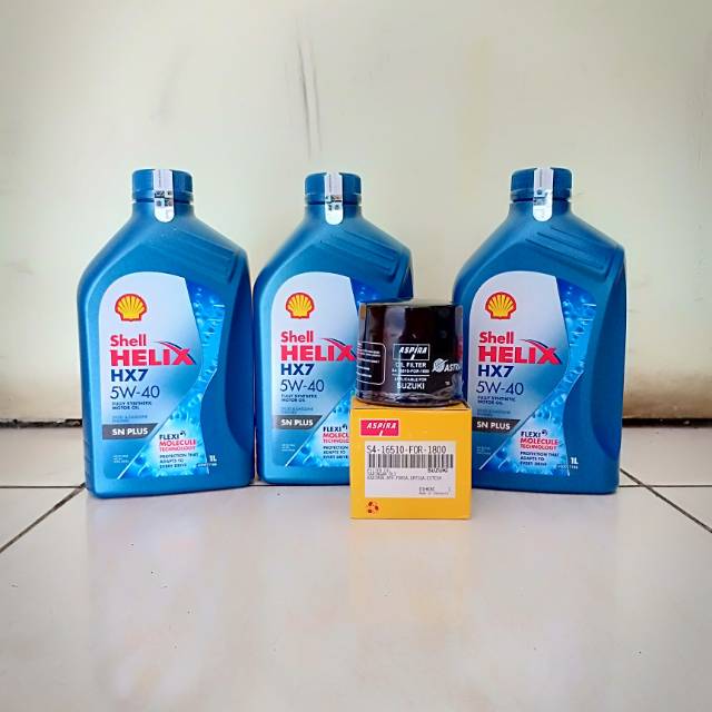 Paket Oli New Shell HX-7 5W-40 3L + Filter Oli Suzuki Karimun Wagon R