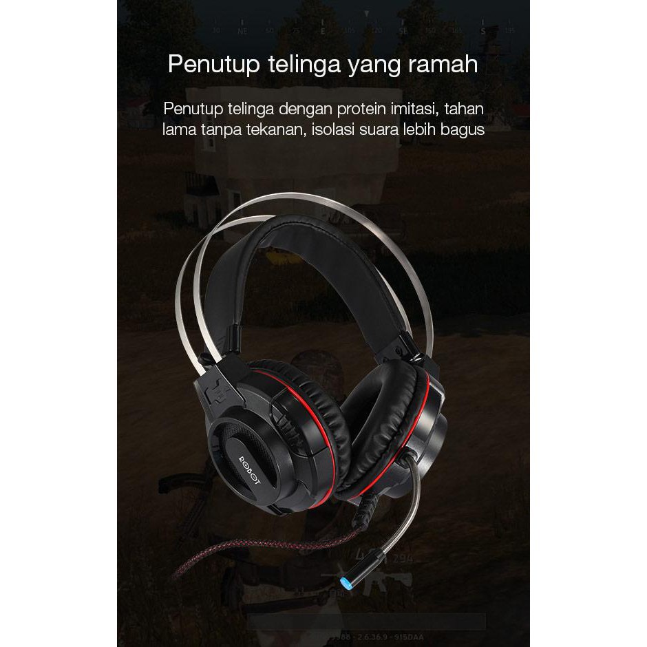 ROBOT RH-G20  Headphone Gaming Wired Headset with 7 Colour LED Light - Garansi Resmi 1 Tahun