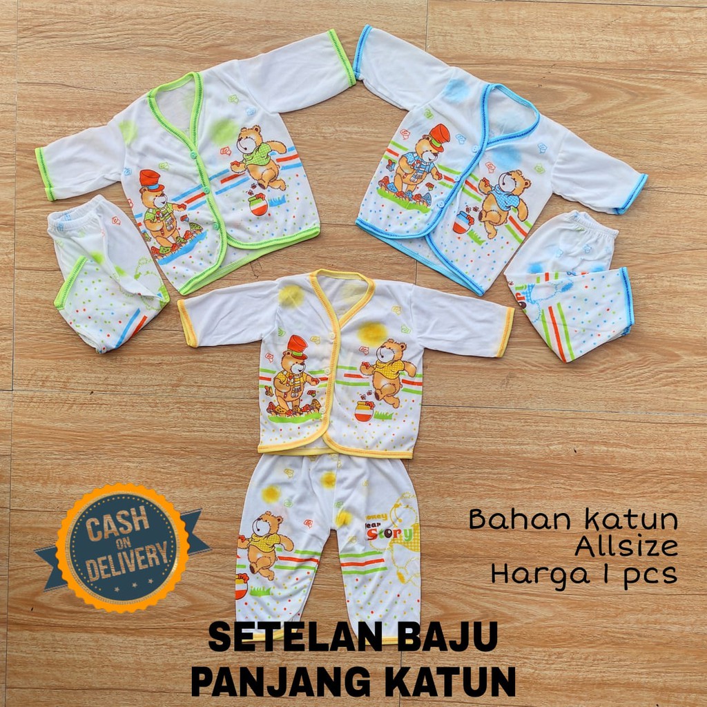 Setelan bayi PANJANG KATUN halus lembut perlengkapan bayi lahir