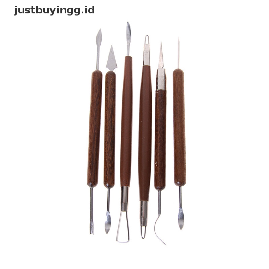 (Justbuyingg.Id) 6pcs / Set Alat Ukir / Pahat Tembikar / Tanah Liat / Lilin / Polymer Diy