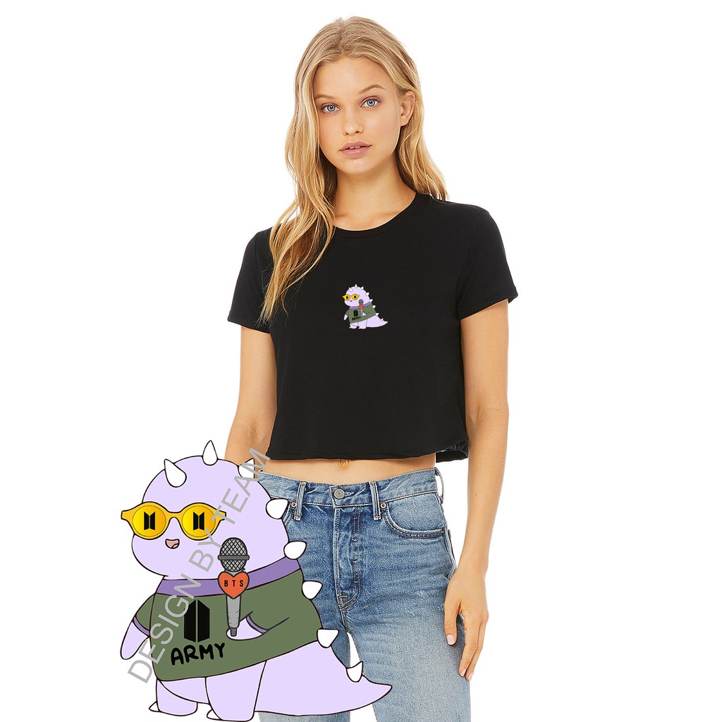 YOURSTYLE1119 - CROP DINO KARAKTER ARMY ALL SIZE KEKINIAN KAOS CROP TOP