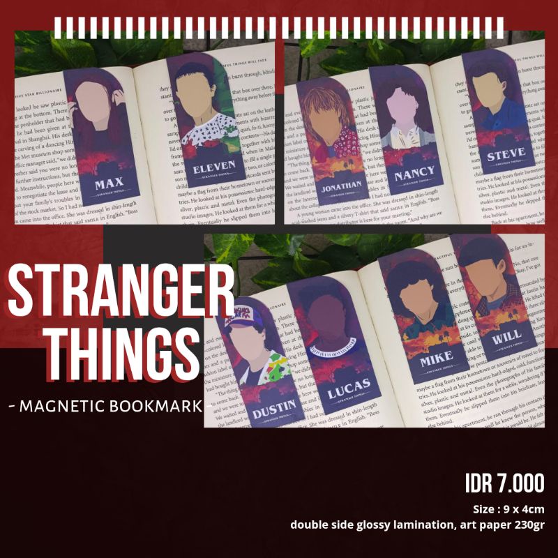 

stranger things bookmark magnetic pembatas buku magnet