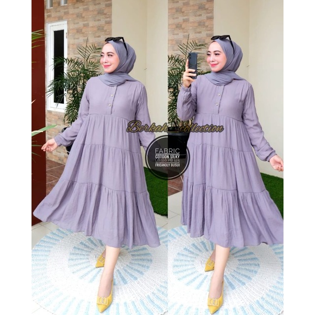 BISA[COD] DRESS MIDI POLOS BAHAN CATOON SILKY/ MIDI DRESS MODEL TER BARU/MIDI DRESS MODEL KANCING/ MIDI DRESS BUSUI