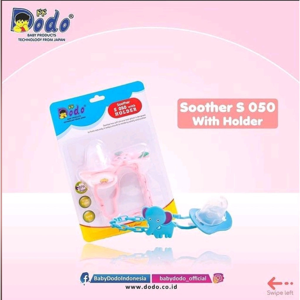 DODO SOOTHER S050 WITH HOLDER / EMPENG BAYI DENGAN RANTAI RATTLE