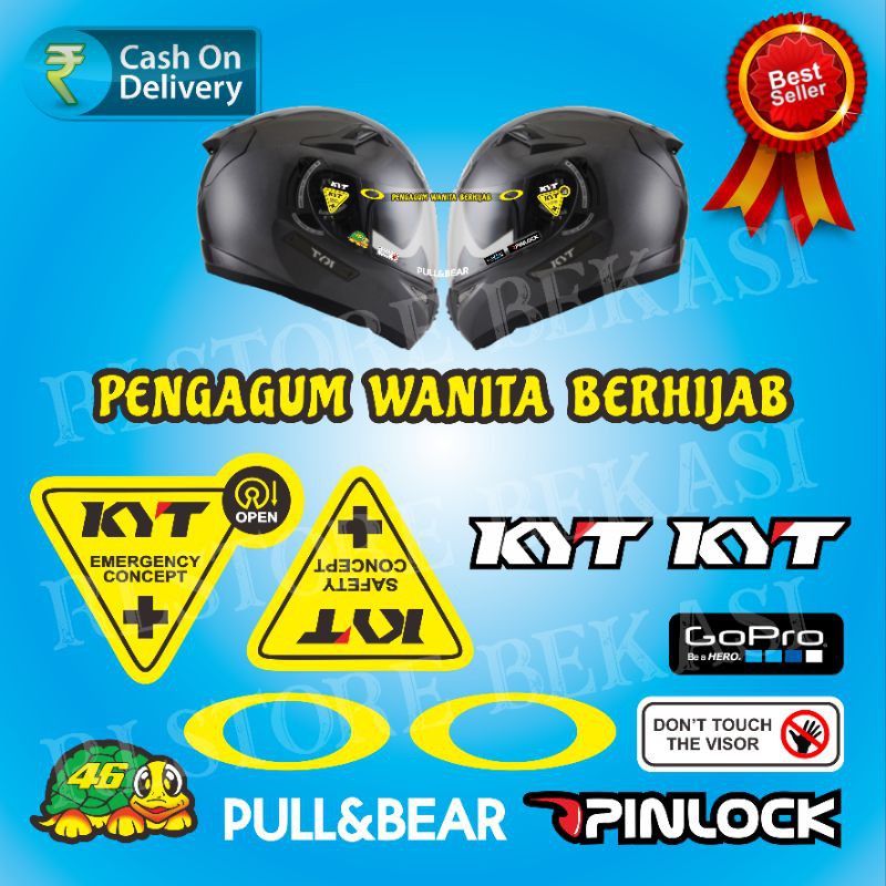 Paket Stiker Visor Helm KYT Pengagum Wanita Berhijab Isi 12Pcs