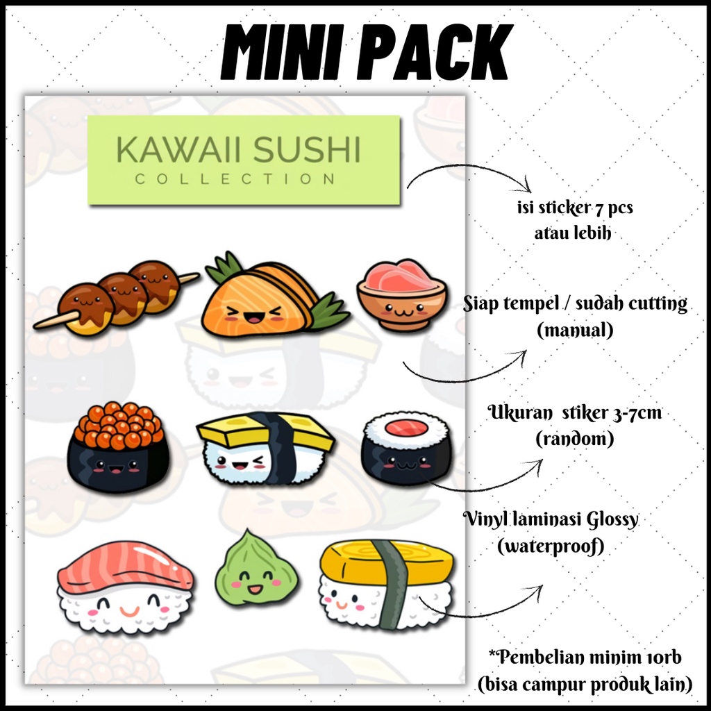 

[MINI PACK] STICKER SUSHI SERIES | STIKER KAWAII AESTHETIC | STICKER TUMBLR | STICKER LAPTOP HP KOPER HELM