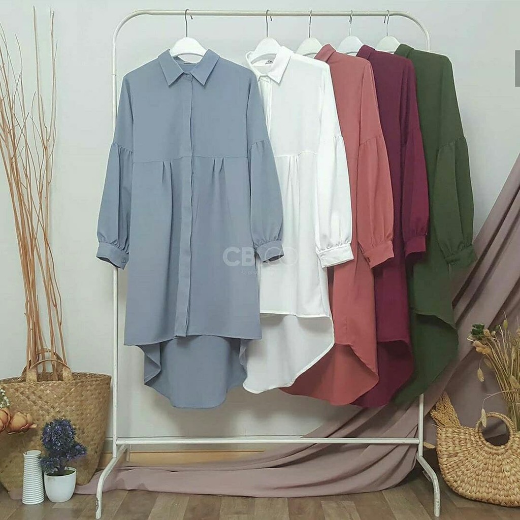 Butik Pelangi - CB.Co Diva Tunik Wanita Polos Pinguin Lengan Balon Lady Zara Premium Standar & Jumbo