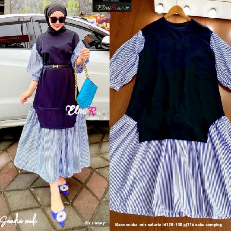 Sandra Midi by Elmira Gamis Jumbo Lengan Balon