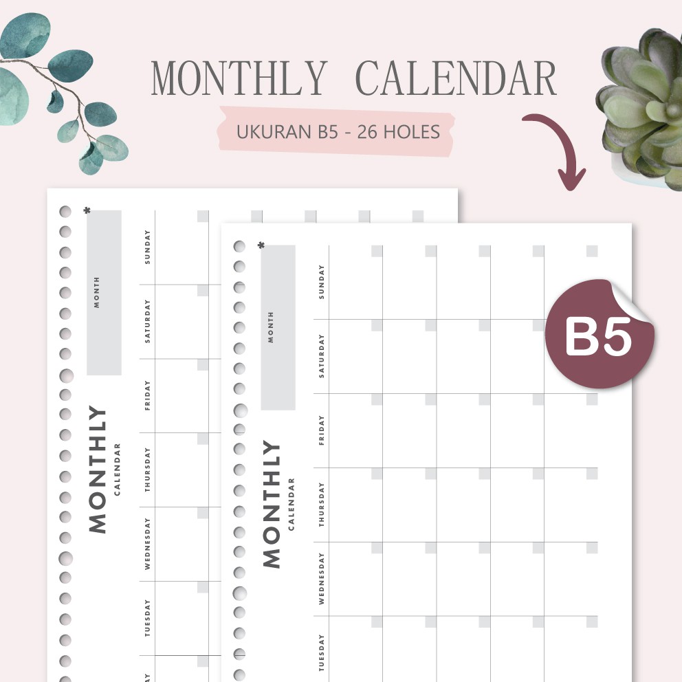 

Loose leaf B5 - Monthly Calendar by bukuqu