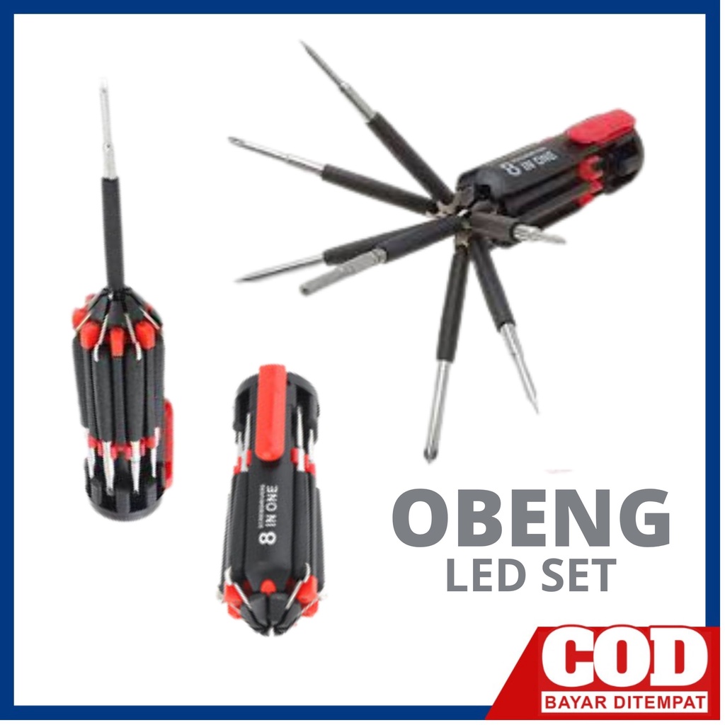 Obeng Led Set Lampu Senter Multifungsi - 6in1