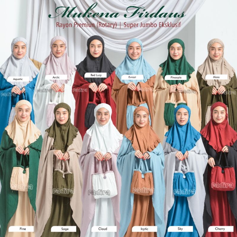Mukena Firdaus / Rukuh Polos 2 Warna / Telekung Hijab by Fadira