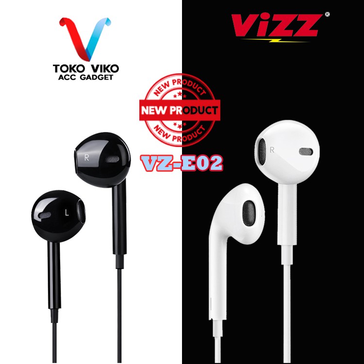 VIZZ Earphone VZ-E02 Stereo Headset Murah With Microphone