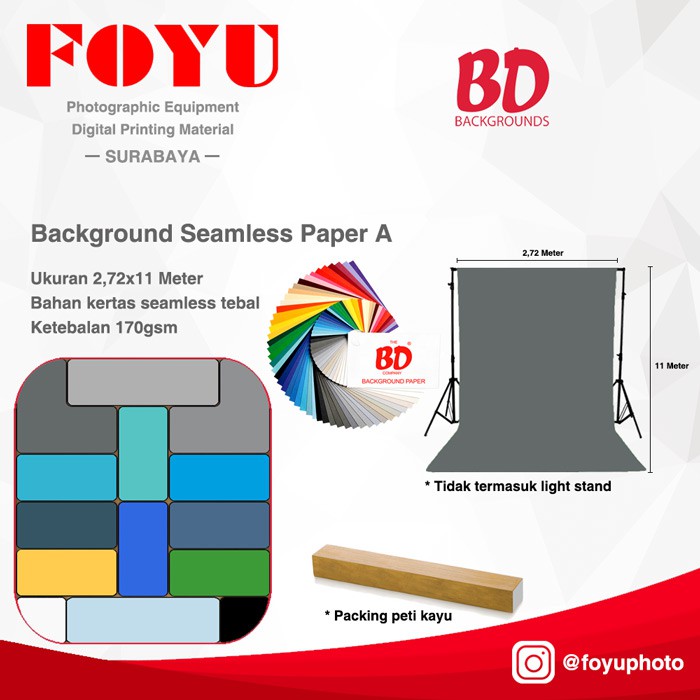 Background Paper Kertas Polos Seamless BD Uk. 2.72x11 Mtr ...