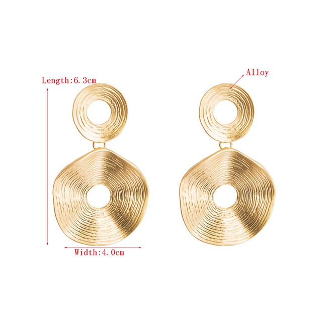 LRC Anting Tusuk Fashion Golden Hollow Alloy Irregular Irregular Earrings D94350