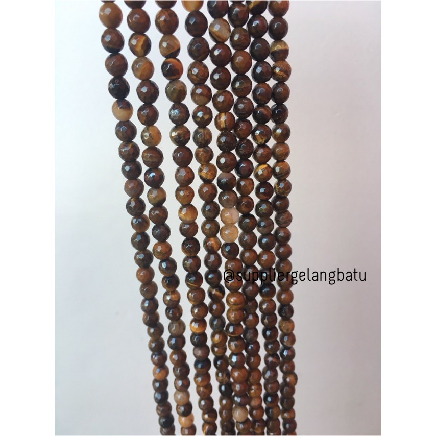 Batu brown tiger eye FACET 6mm CUTTING mata singa harimau cokelat akik aksesoris fashion perlengkap