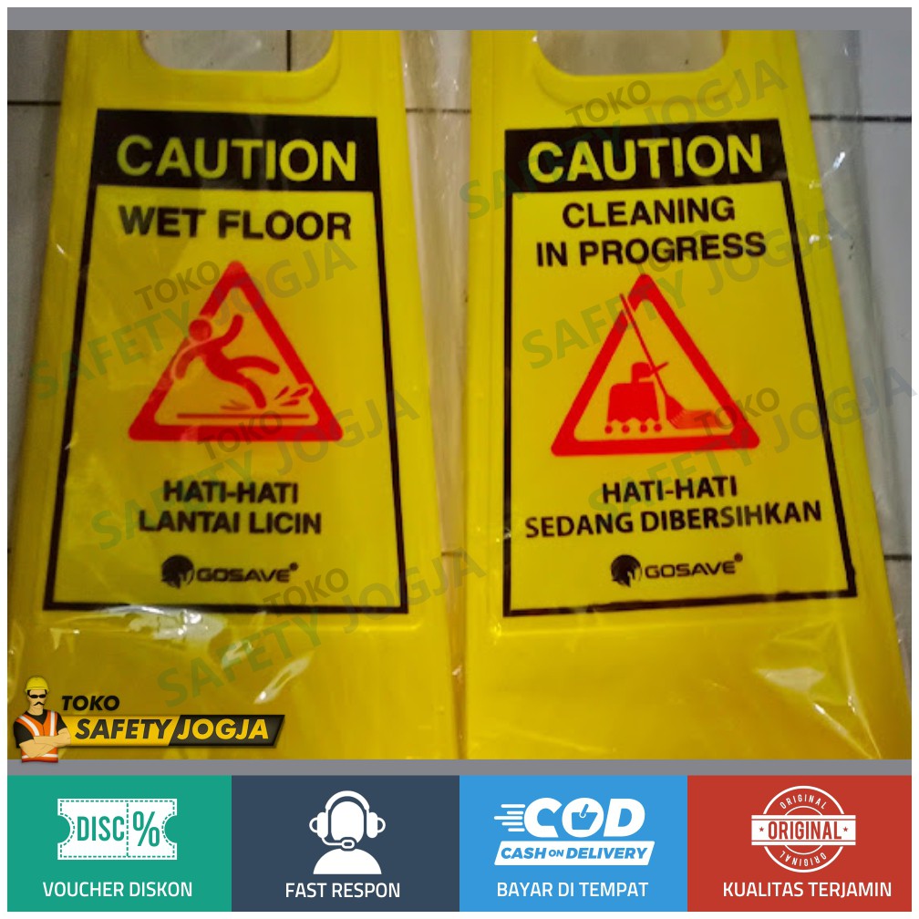 PAPAN PERINGATAN AWAS LANTAI BASAH LICIN CAUTION WET FLOOR GOSAVE