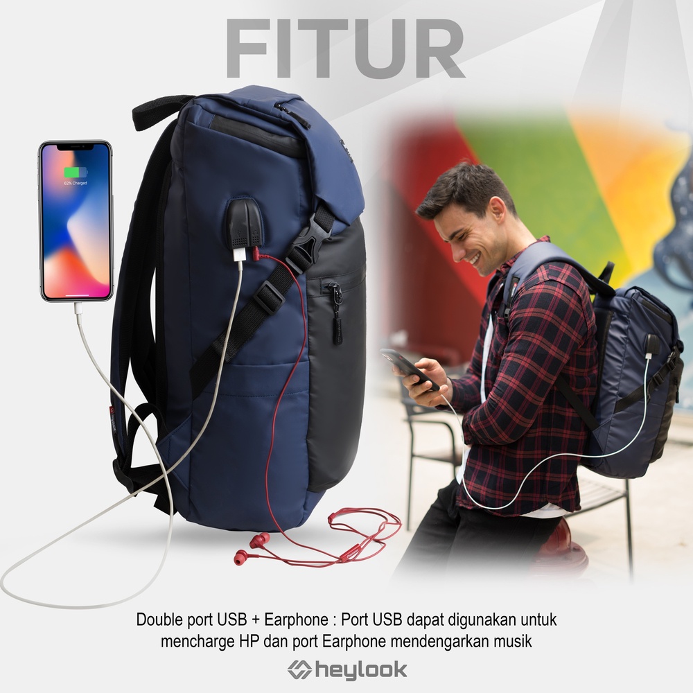 HEYLOOK Project - Tas Ransel Laptop FORTER Waterproof Backpack Pria Wanita Tas Leptop 14 - 15inch Tas Sekolah Tas Kuliah Kerja Perempuan Tas Punggung Tas Travel Cowok Terbaru