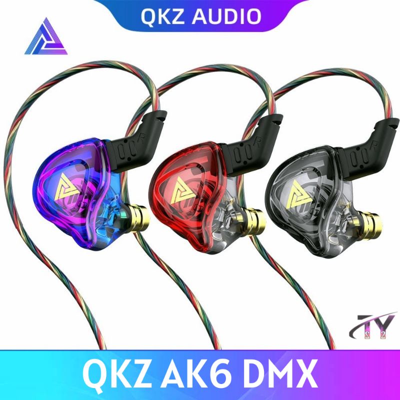 QKZ AK6 DMX Earphone HiFi Bass Dual Drive Wired Headphones with Mic Noice Cancelling Headset Music Sport