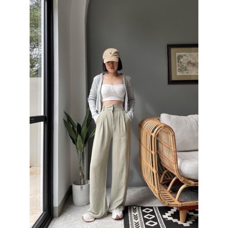 Celana Kulot Bahan Crinkle Oliver Highwaist Pants