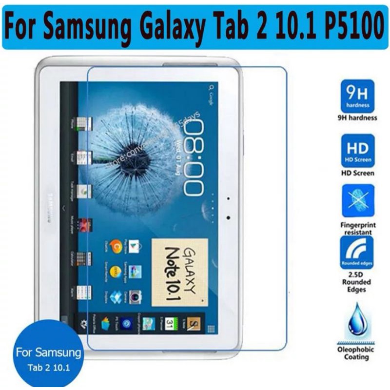 Samsung Galaxy Tab 2 10.1 P5100 GT-P5100 P 5100 Antigores Bening Tempered Glass Screen Guard protector TG Pelindung Layar kaca