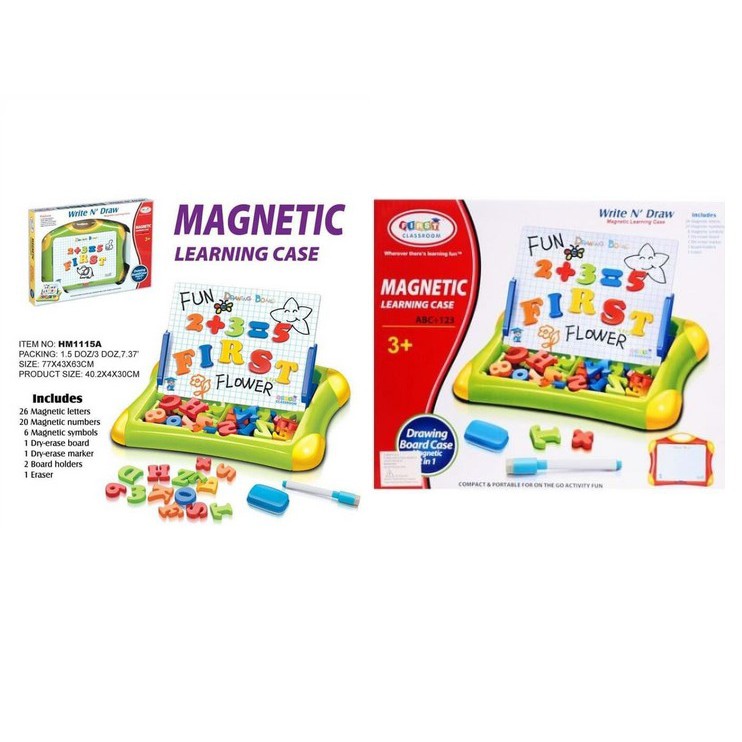 MAINAN GAMBAR - MAINAN EDUKASI - Mainan Edukasi Magnetic Learning Case Drawing Board 2 in 1 classroo