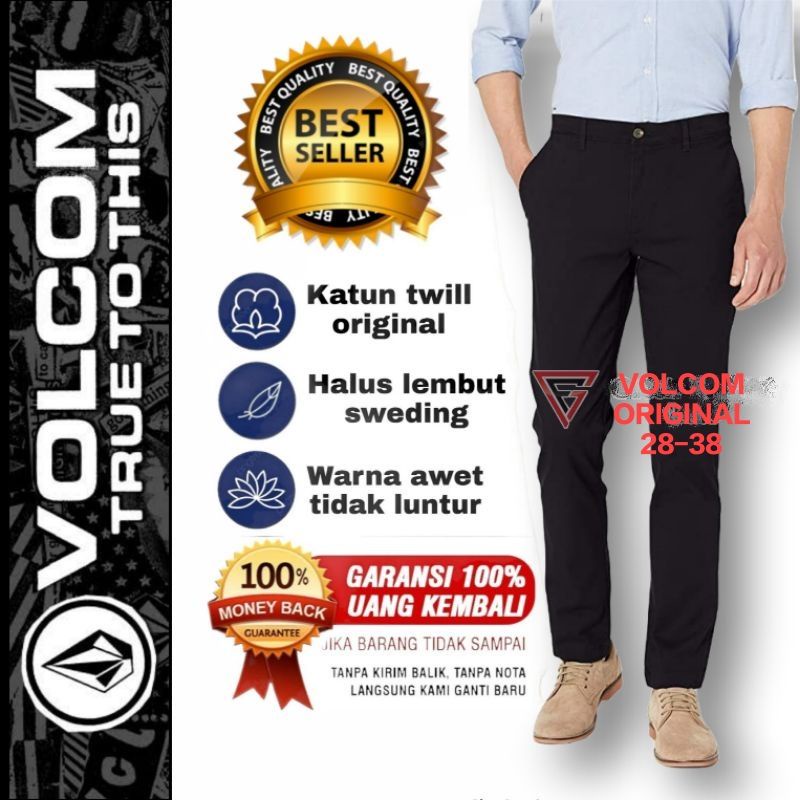 CELANA PANJANG PRIA CHINO VOLCOM BAHAN MELAR  DISTRO | SURFING | JUMBO