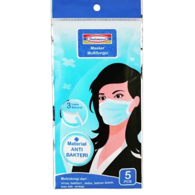 Masker Indomaret/Alfamart/sensi/ anti corona /covid 19.3ply  isi 5