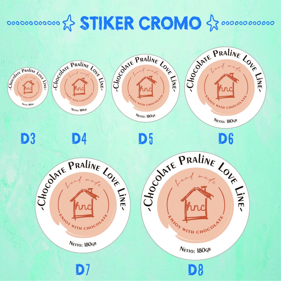 

Cetak Stiker Cromo Lingkaran Minimal Order Lebih Sedikit (Stiker Kemasan Label Olshop Merk Kue, Snack, Bakery, makanan dan minuman)