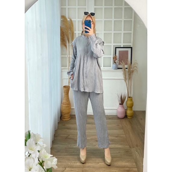 BRIANA LADYCRUSH SETCEL STELAN CRINKLE JUMBO XXL MURAH KANCING OOTD GROSIR