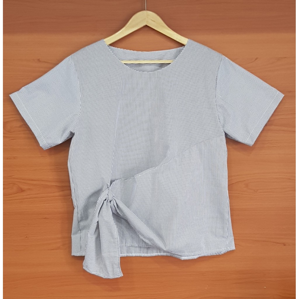 Binx Fashion Atasan Blus Jumbo / Blouse Jumbo / Atasan Wanita Jumbo 04-Strip Abu