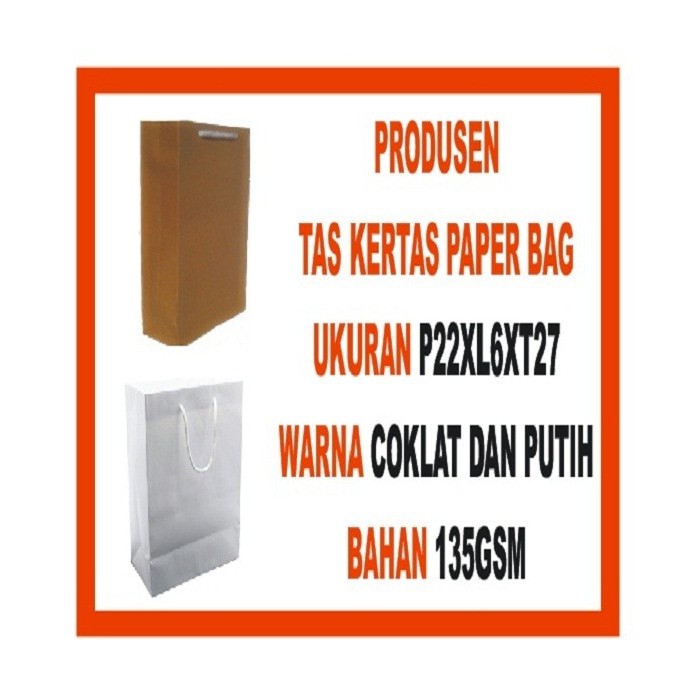 

Tas kertas paperbag ukuran 22 x 6 x 27 polos