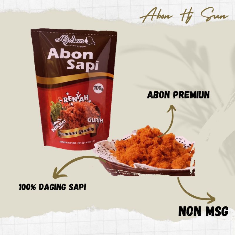 

Abon sapi super premium murah 100% daging sapi cap abon hj sun