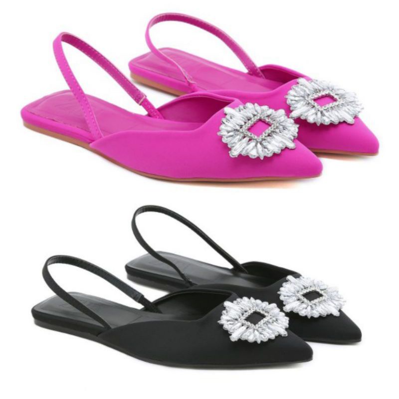 Sepatu Zara Shimmery Slingback Flat Shoes