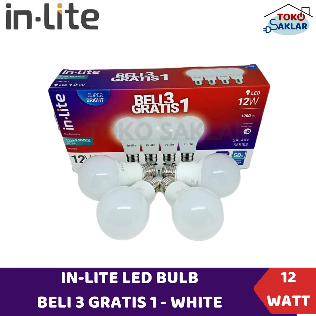 Lampu LED in-Lite 12 watt BELI 3 GRATIS 1